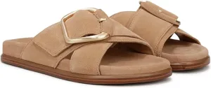 Women's Flat Sandals Slides for Women Summer Vacation Beach Shoes Leather Womens Sandals Comfort Memory Foam Footbed Sandals