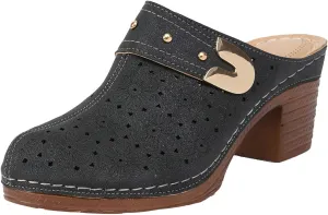 Women's Floral Cut Out Sandals,Closed Toe Chunky Heel Mules Fashionable Simple Comfortable Summer Stylish Footwear for Summer Vacation & Parties