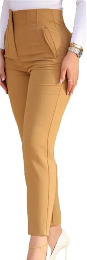 Womens High Waisted Pants Trendy Pleated Straight Leg Dress Pant Business Work Casual Trousers