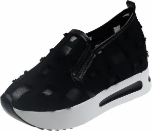 Women's Hollow Canvas Platform Loafers Lightweight Breathable Slip On Softsole Walking Sneakers Non-Slip Wedge Casual Shoes