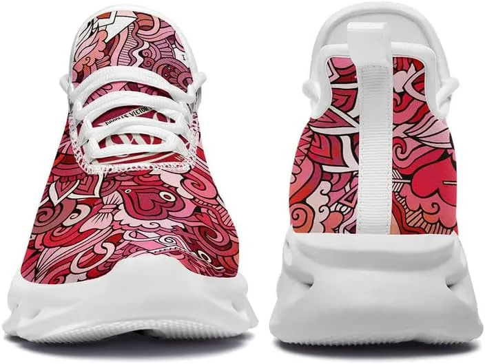 Women's Love Print Sneakers, Lightweight Breathable Casual Walking Shoes – Trendy Romantic Heart Design Athletic Sneakers