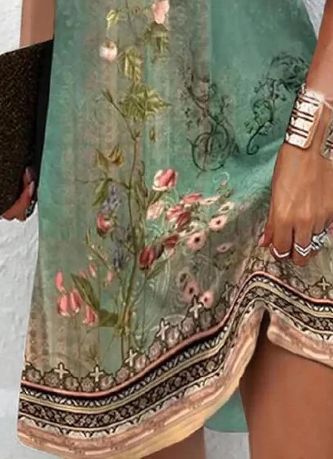 Women's Mini Dress Green V Neck Sleeveless Printed Charming Stunning 2025 Summer Spring Resort Beach Dress
