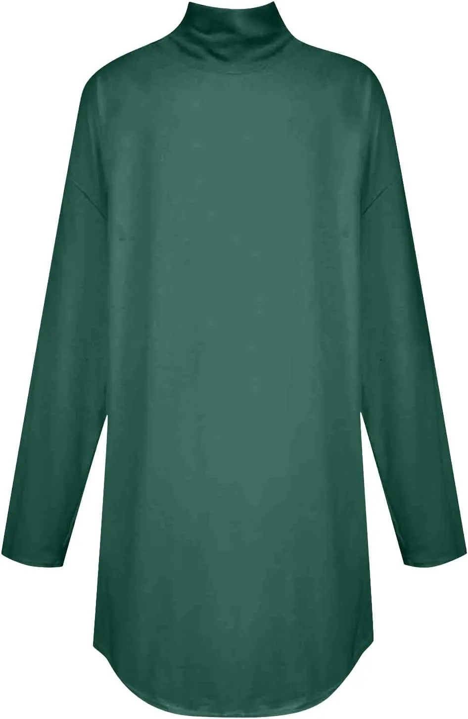 Womens Oversized Long Sleeve Turtleneck Shirt Trendy Mock Turtle Neck Curved Hem Tops Going Out Sports Casual Blouses