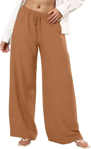 Womens Pants Formal Straight Slacks Wide Leg Baggy Fashion Pants High Waist Casual Trousers with Pockets