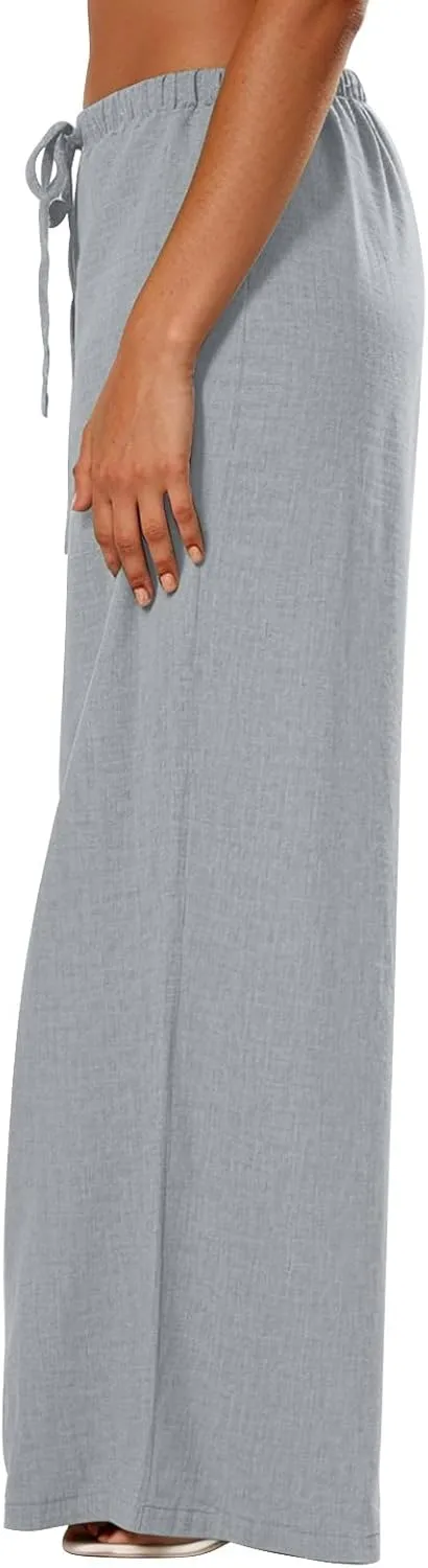 Womens Pants Formal Straight Slacks Wide Leg Baggy Fashion Pants High Waist Casual Trousers with Pockets