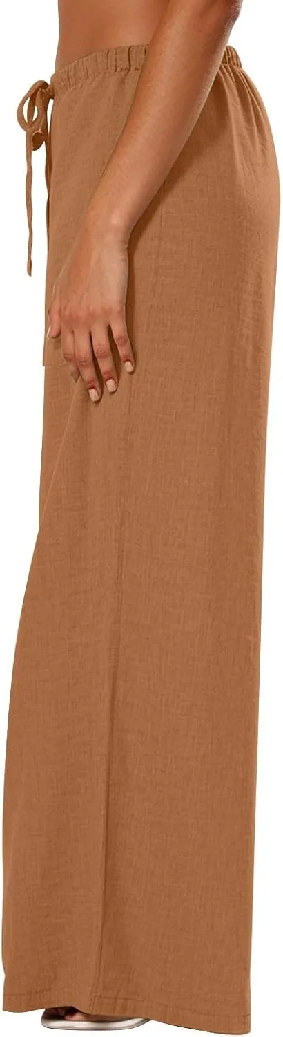 Womens Pants Formal Straight Slacks Wide Leg Baggy Fashion Pants High Waist Casual Trousers with Pockets