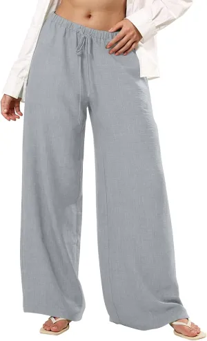 Womens Pants Formal Straight Slacks Wide Leg Baggy Fashion Pants High Waist Casual Trousers with Pockets