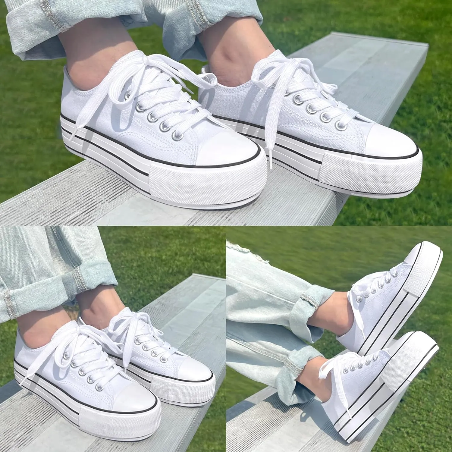 Women's Platform Sneakers 4cm Height Increase, Classic Canvas Platform Low Top Sneakers for Women and Teen Girls, Multiple Colors Fashion Trendy Cute Shoes