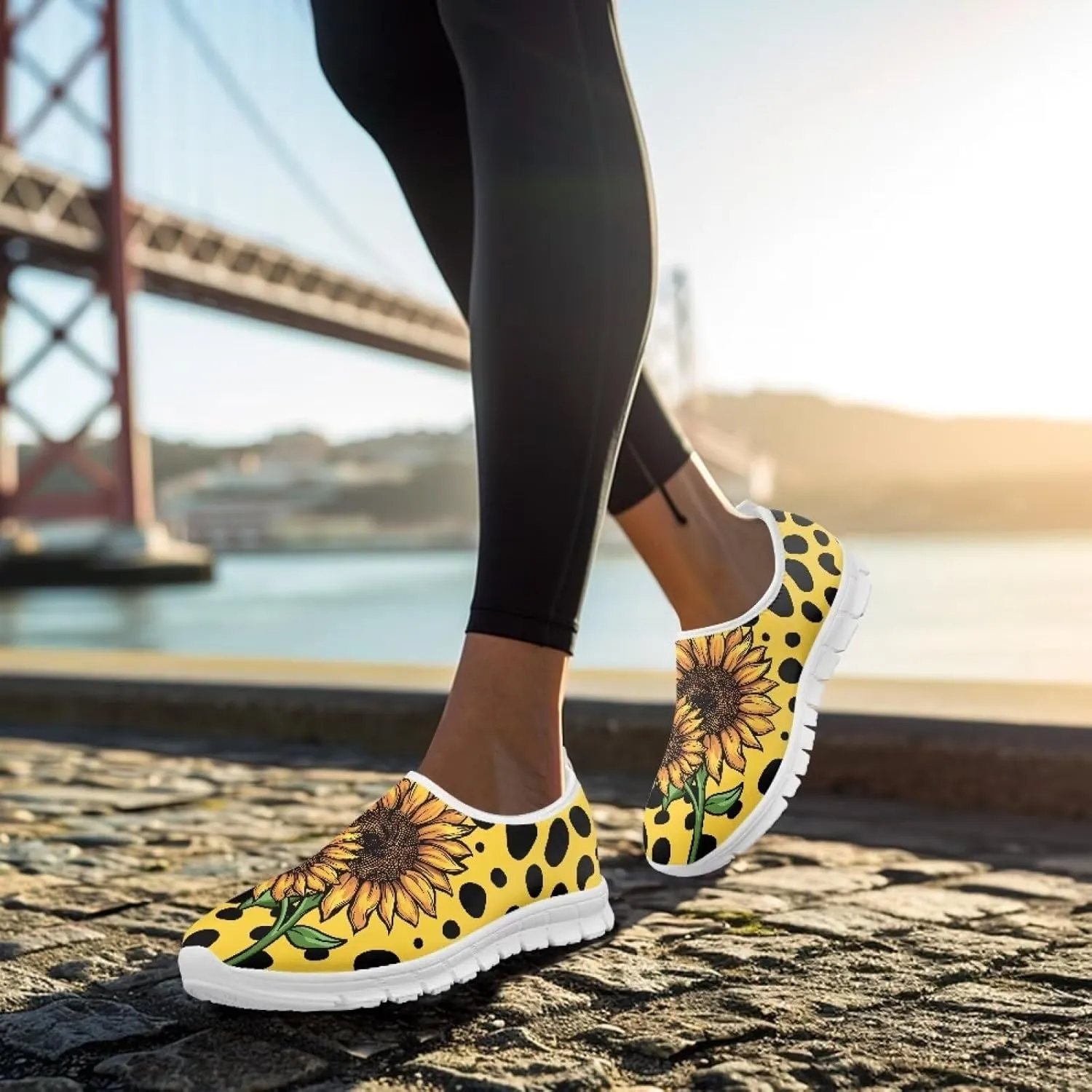 Women's Sneakers Casual Low Top Running Sneaker Flat Breathable Slip On Soft Holiday Play Athletic Shoes for Womens