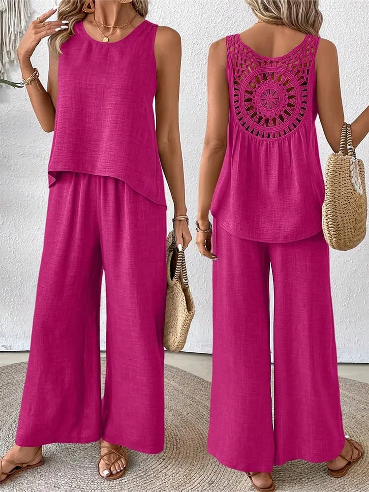 Womens Summer Beach Vacation Clothes Travel Cruise Resort Wear Casual Tank Tops Pants Sets 2 Piece outfits