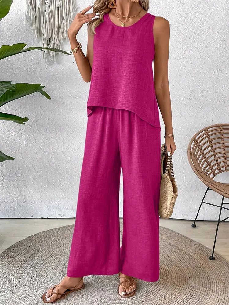 Womens Summer Beach Vacation Clothes Travel Cruise Resort Wear Casual Tank Tops Pants Sets 2 Piece outfits