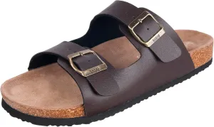 Women's Summer Sandals with Cork Footbed & Adjustable Buckle Suede Straps Open Toe Slides for Beach Vacation