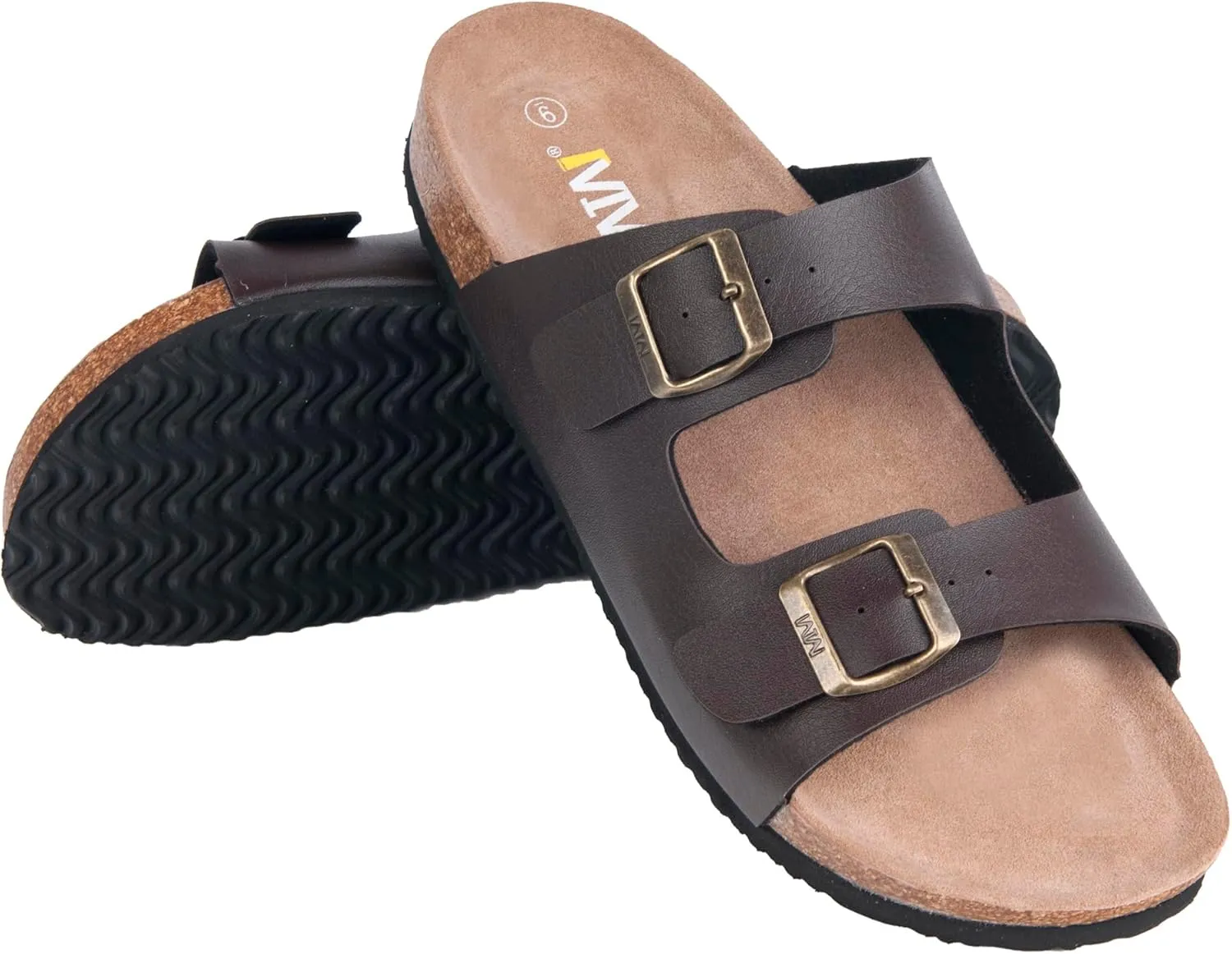 Women's Summer Sandals with Cork Footbed & Adjustable Buckle Suede Straps Open Toe Slides for Beach Vacation