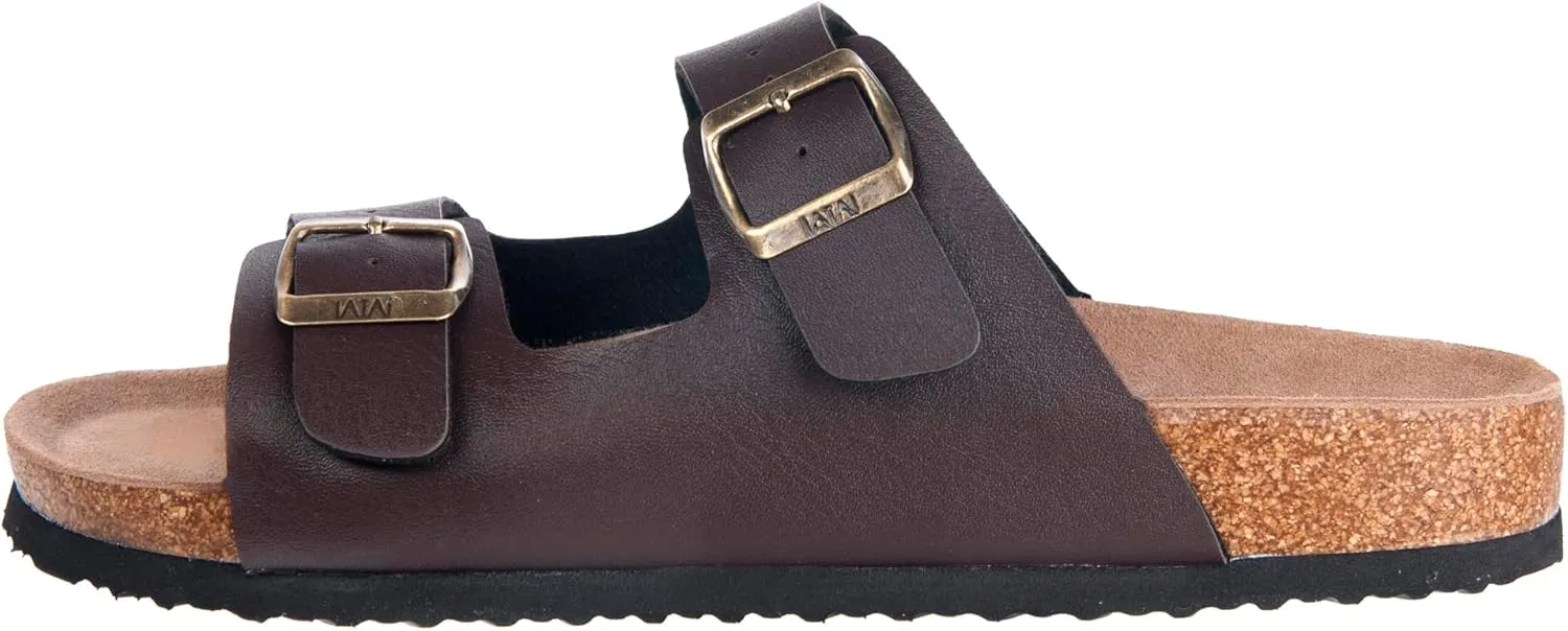 Women's Summer Sandals with Cork Footbed & Adjustable Buckle Suede Straps Open Toe Slides for Beach Vacation