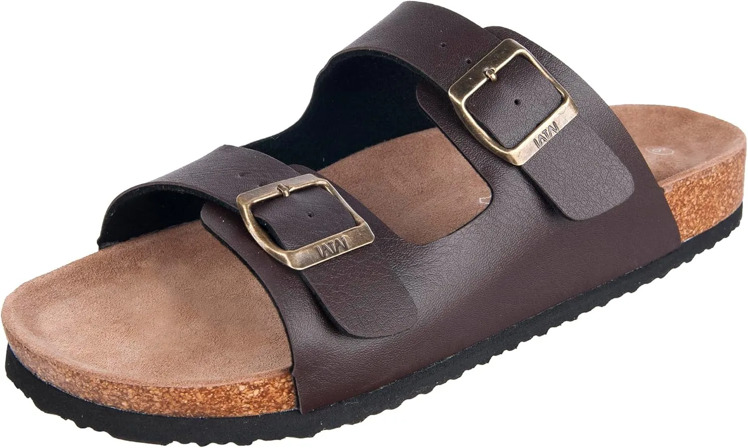 Women's Summer Sandals with Cork Footbed & Adjustable Buckle Suede Straps Open Toe Slides for Beach Vacation