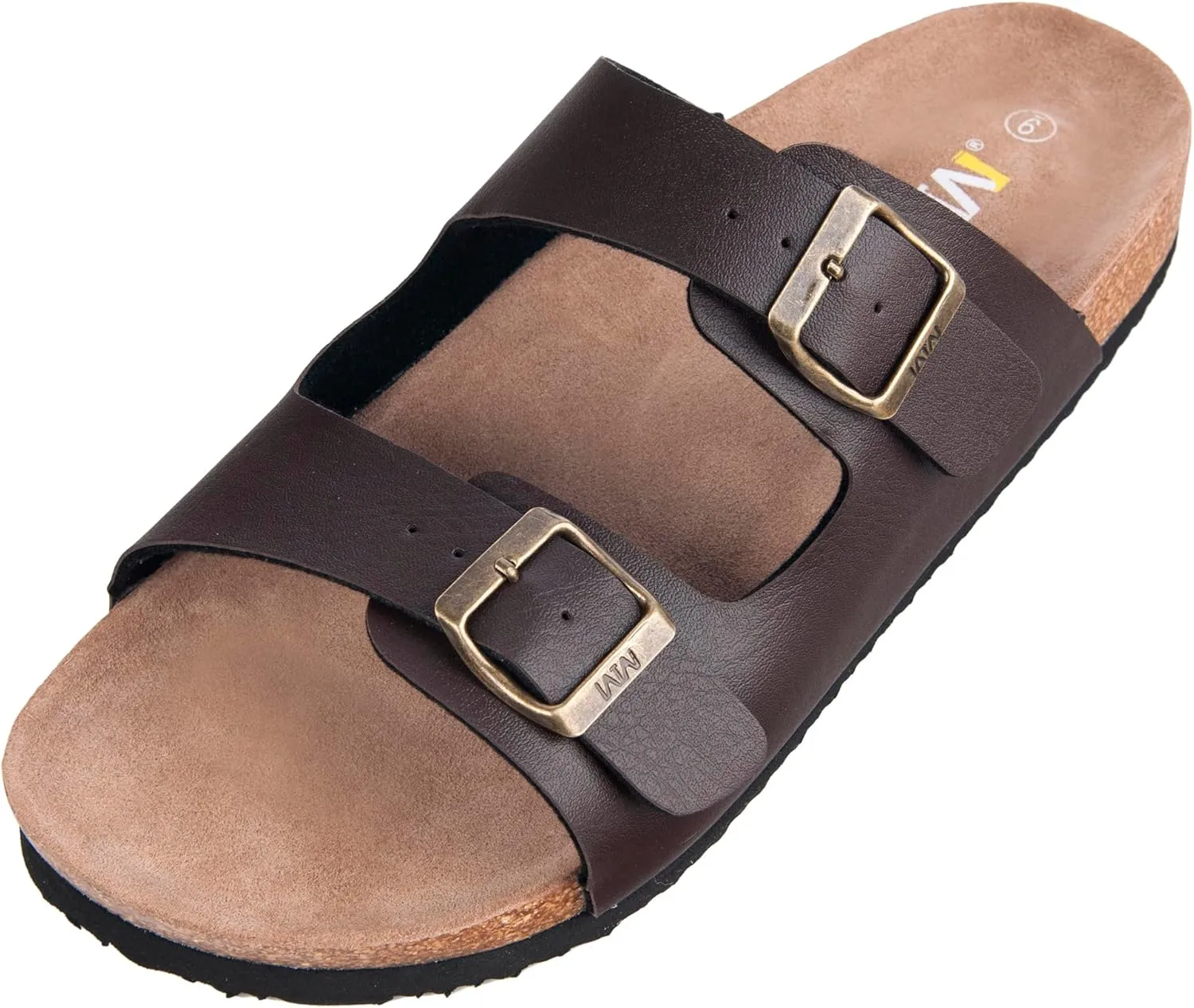 Women's Summer Sandals with Cork Footbed & Adjustable Buckle Suede Straps Open Toe Slides for Beach Vacation