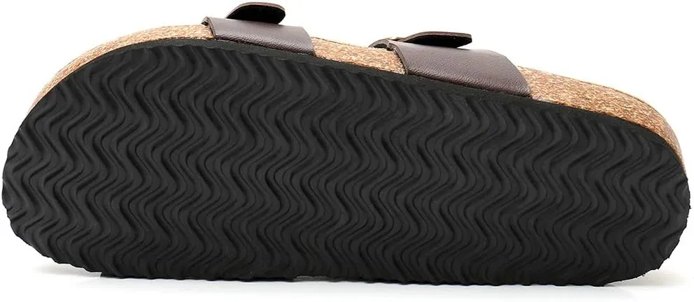 Women's Summer Sandals with Cork Footbed & Adjustable Buckle Suede Straps Open Toe Slides for Beach Vacation