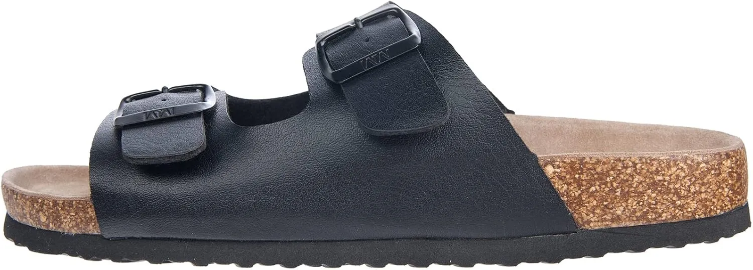 Women's Summer Sandals with Cork Footbed & Adjustable Buckle Suede Straps Open Toe Slides for Beach Vacation