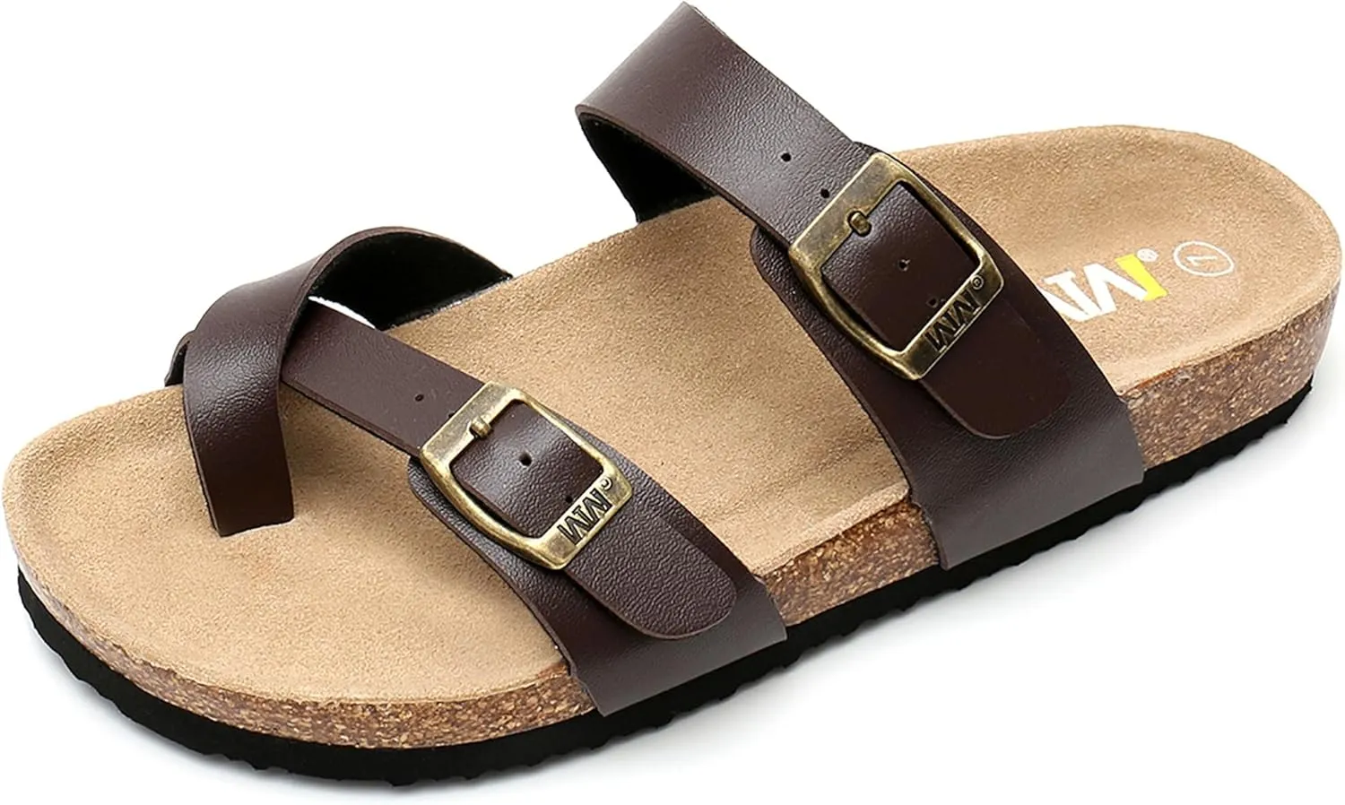 Women's Summer Sandals with Cork Footbed & Adjustable Buckle Suede Straps Open Toe Slides for Beach Vacation