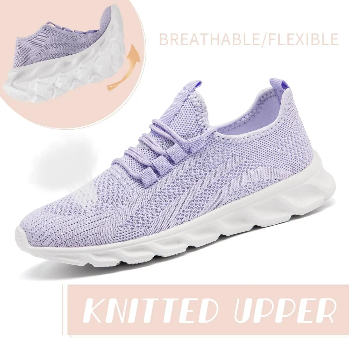 Womens Walking Shoes Slip On Tennis Running Fashion Sneakers for Sport Workout Gym Athletic Outdoor Jogging Exercise Lightweight Breathbale Shoe