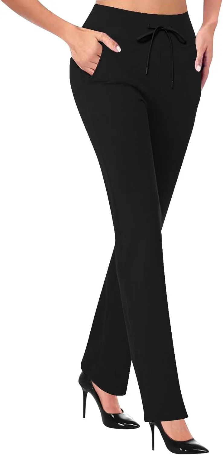 Women's Work Office Dressy Pants Trendy Straight Wide Leg Soft Stretch Yoga Sweatpants Daily Business Casual Trousers
