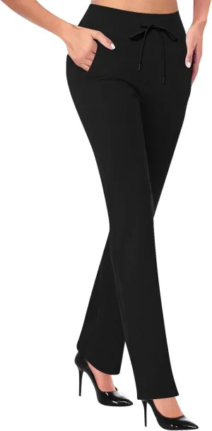 Women's Work Office Dressy Pants Trendy Straight Wide Leg Soft Stretch Yoga Sweatpants Daily Business Casual Trousers
