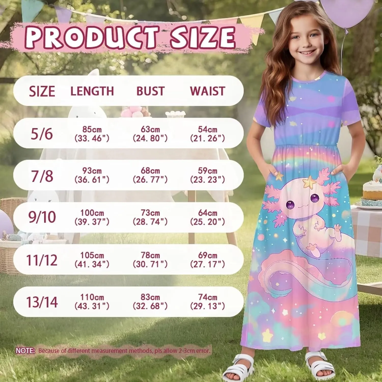 Xpyiqun Dresses for Girls 5-14 Short Sleeve Shirt Maxi Dress with Pockets Summer A Line Twirly Dresses