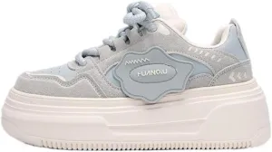Y2K Korean Creamy Chunky Sneakers, Kawaii Anime, White Cloud Sole with Hidden Heel Lift, Casual Trendy White Shoes for Women, Instagram Student Outfit, Gift for Daughter