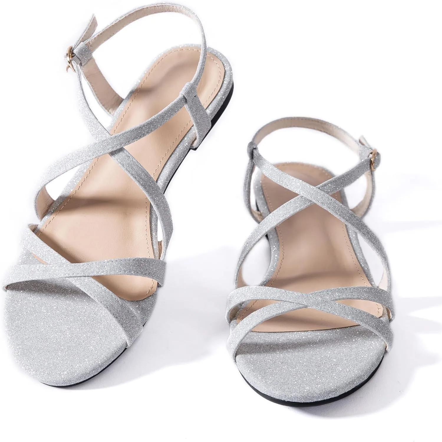 YANWENFANG Women Flat Sandals Adjustable Ankle Strap Roman Gladiator Boho Beach Summer Casual Vacation Goddess Vintage Italian Low Heel Block Festival Leather