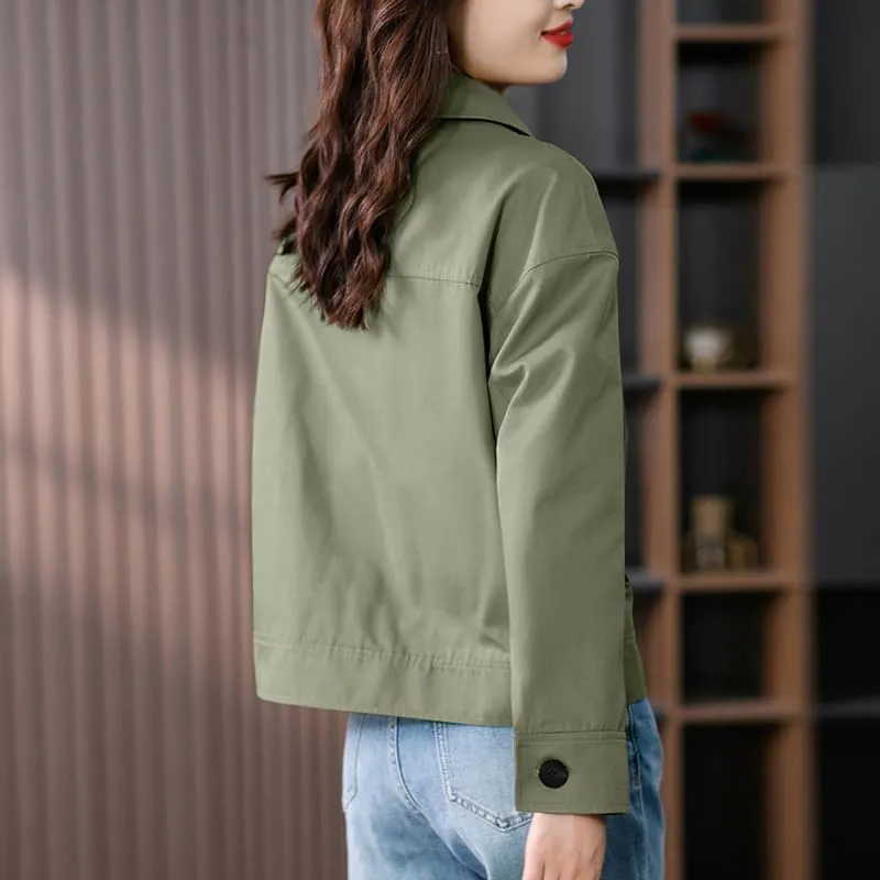 ZANZEA Womens Cropped Bomber Jackets Button Down Shackets Lightweight Cardigan Fall Outfits 2024 Winter Coats With Pockets