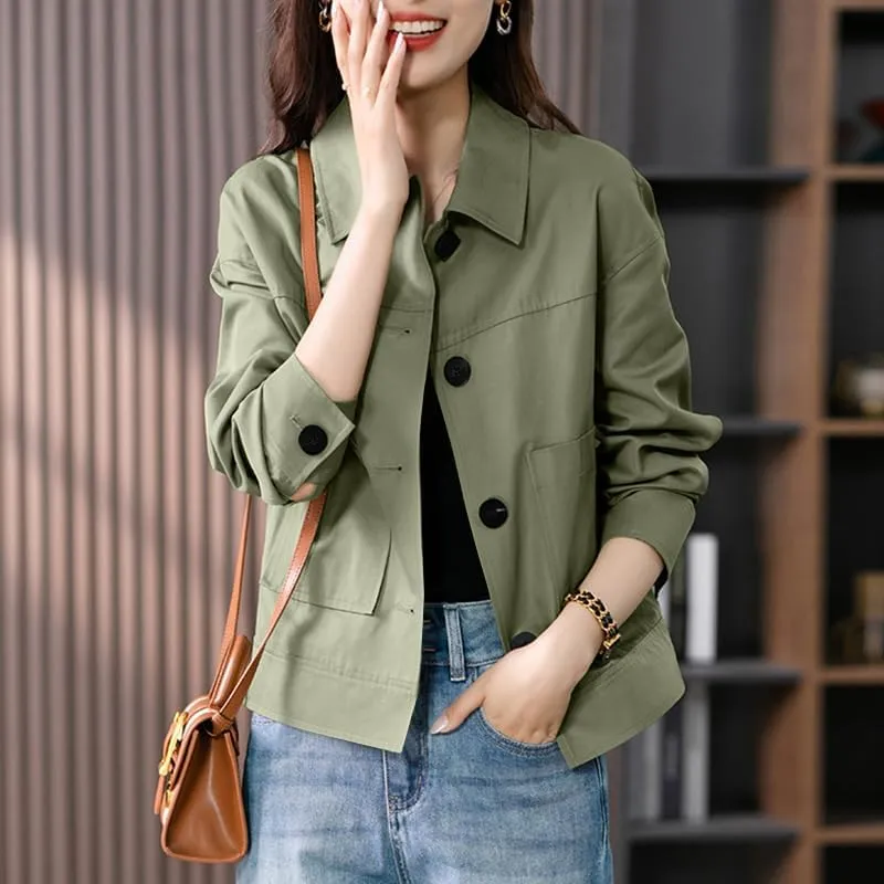 ZANZEA Womens Cropped Bomber Jackets Button Down Shackets Lightweight Cardigan Fall Outfits 2024 Winter Coats With Pockets