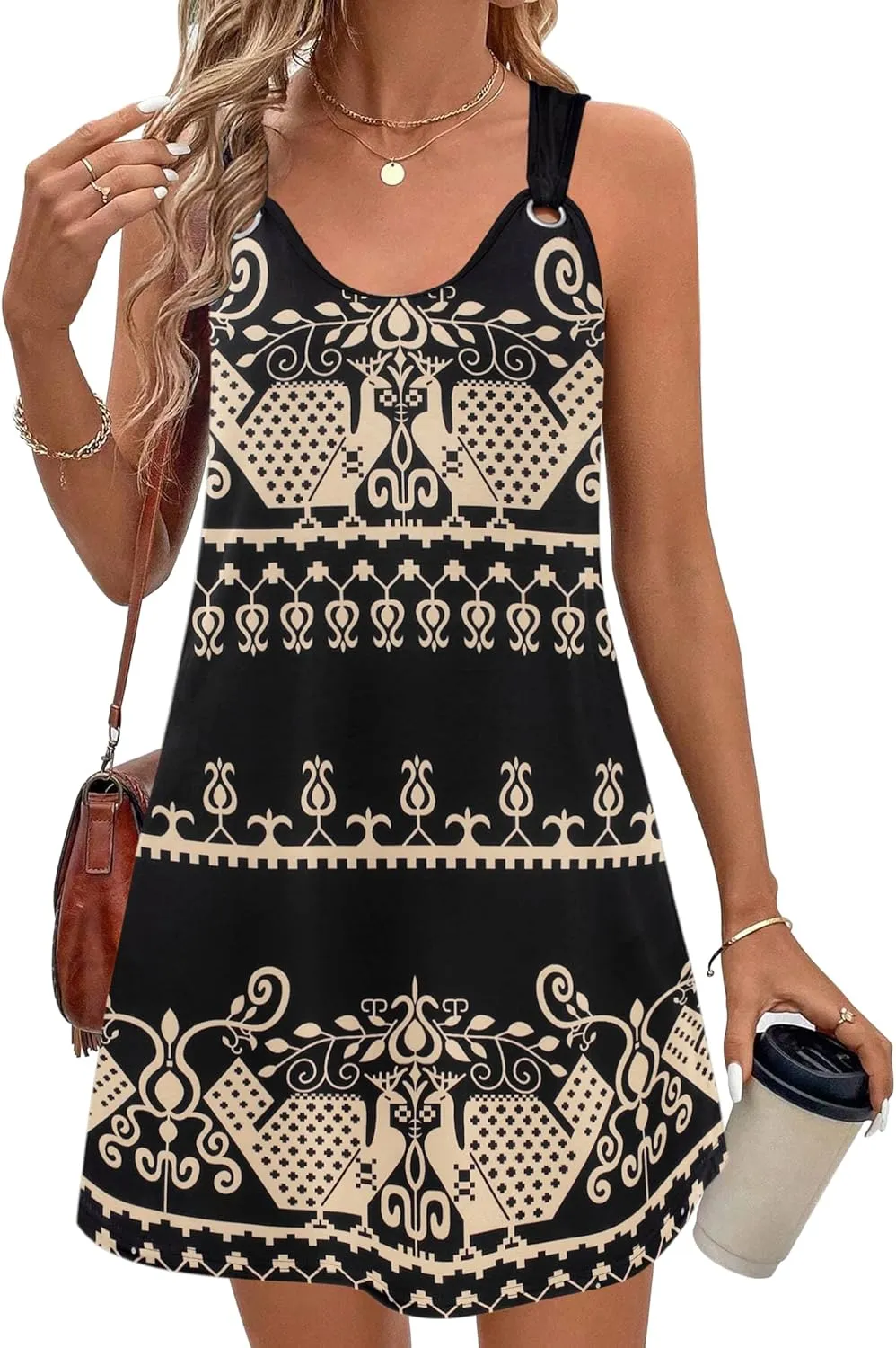 Zeagoo Summer Dresses for Women Boho Beach Dress Sleeveless Sundresses with Pockets Casual Loose Tank Tshirt Sun Dress