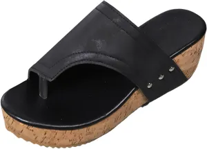 ZSpzx 2025 Women's Platform Wedge Sandals Arch Support T-Strap Cork Heeled Rivets Clip Toe Flip Flop Summer Orthopedic Comfortable Non-Slip Casual Slippers for Beach Vacation Outdoor Indoor