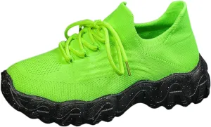 ZSpzx Women's Comfortable Breathable Knitted Sneakers, 2025 Summer Lace Up Low Top Slip On Sneakers, Casual Walking Shoes for Women,Lightweight Mesh Running Shoes,Women's Mesh Orthopedic Sneakers